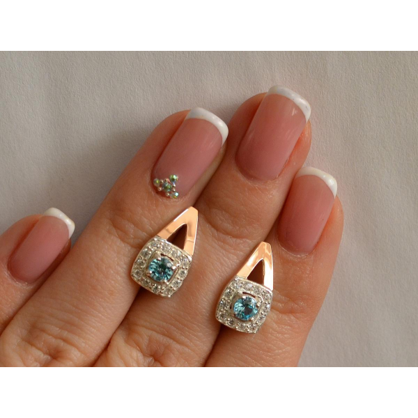 Серебряные серьги  с пластинами из золота (032с)