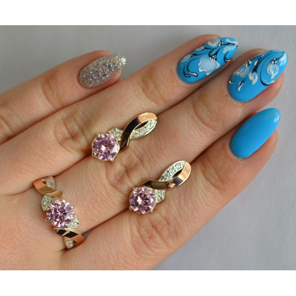 Серебряный комплект с золотыми накладками (033)