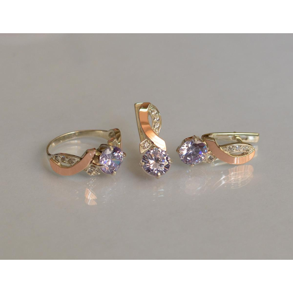 Серебряный комплект с золотыми накладками (033)