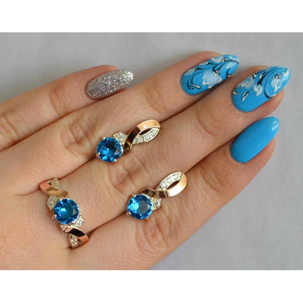 Серебряный комплект с золотыми накладками (033)