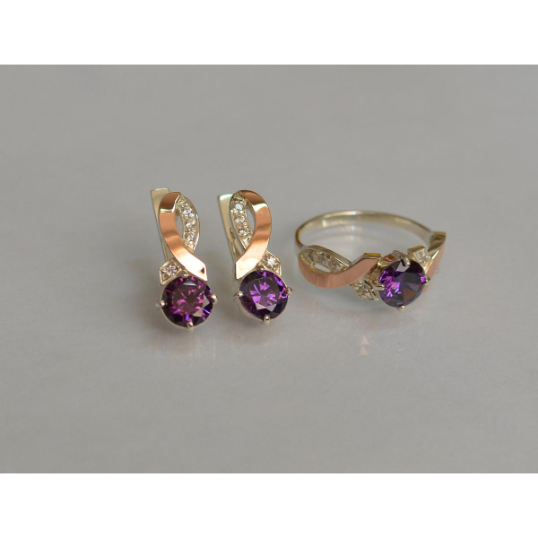 Серебряный комплект с золотыми накладками (033)