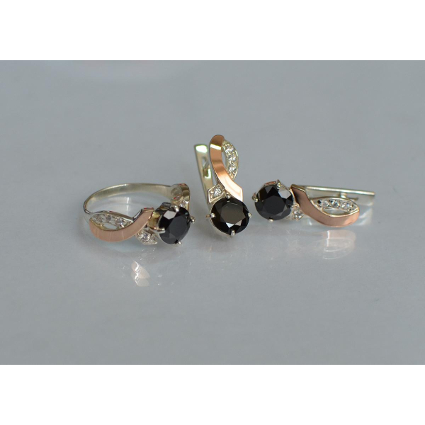 Серебряный комплект с золотыми накладками (033)