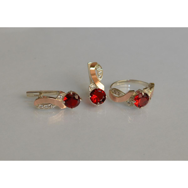 Серебряный комплект с золотыми накладками (033)