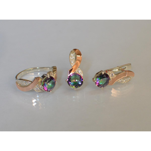 Серебряный комплект с золотыми накладками (033)