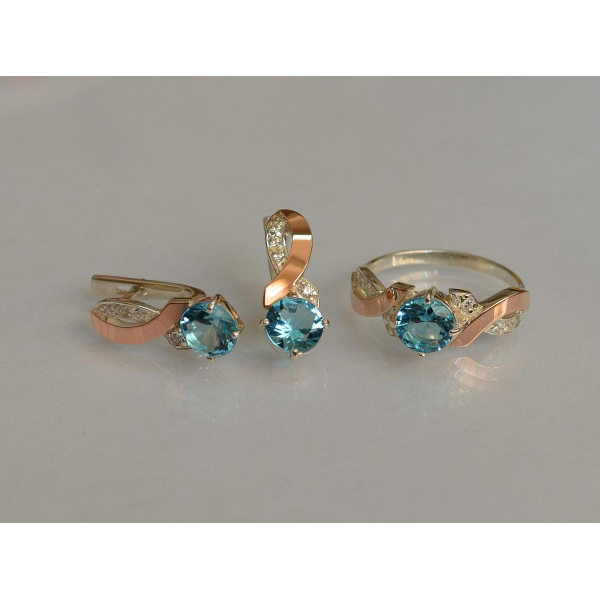 Серебряный комплект с золотыми накладками (033)