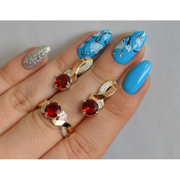 Серебряный комплект с золотыми накладками (033)