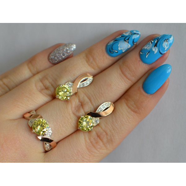 Серебряный комплект с золотыми накладками (033)