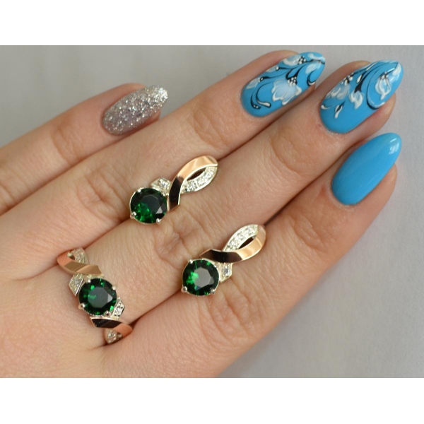 Серебряный комплект с золотыми накладками (033)