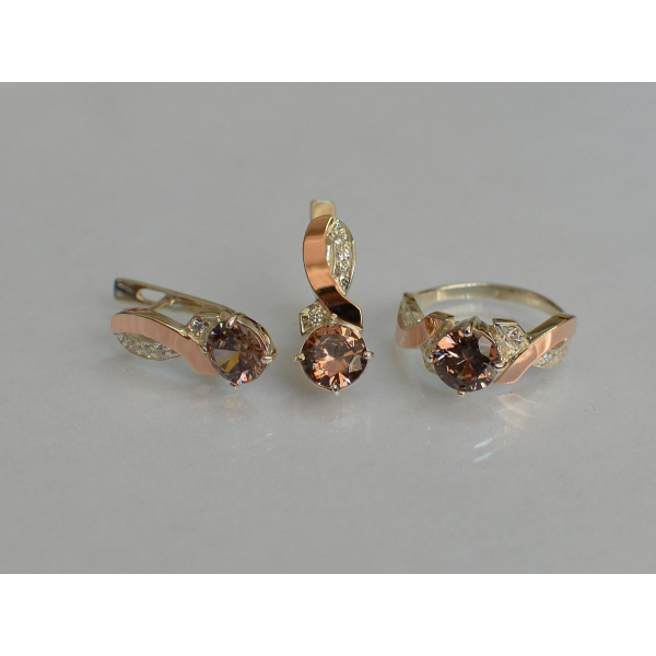 Серебряный комплект с золотыми накладками (033)