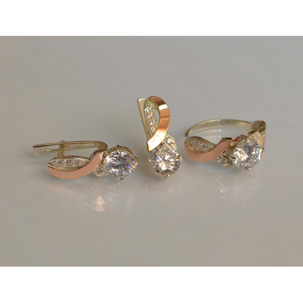 Серебряный комплект с золотыми накладками (033)