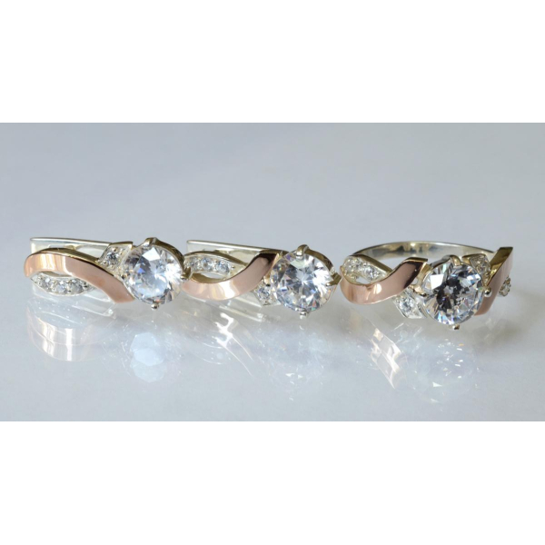 Серебряный комплект с золотыми накладками (033)