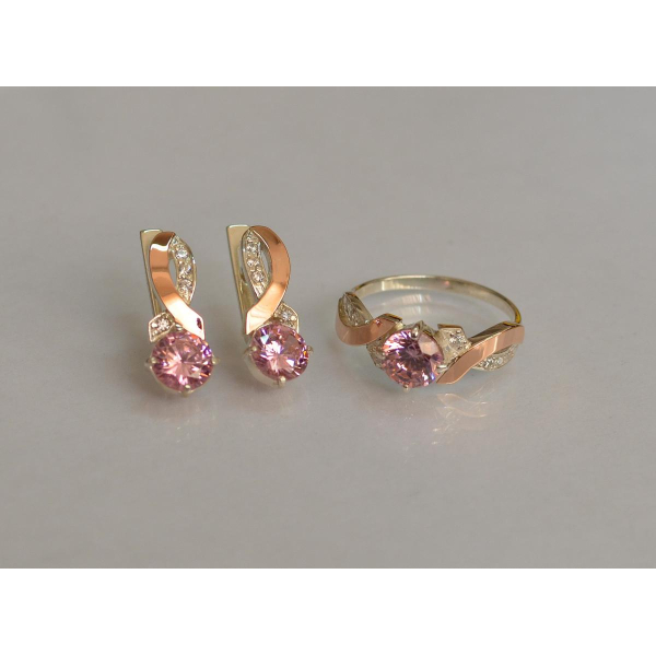 Серебряный комплект с золотыми накладками (033)