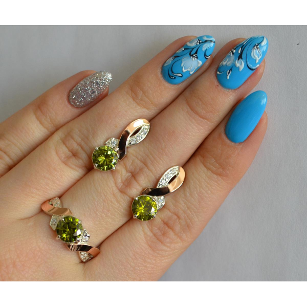 Серебряный комплект с золотыми накладками (033)