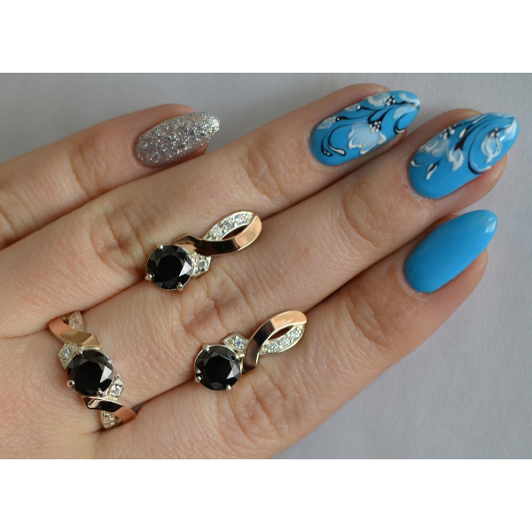 Серебряный комплект с золотыми накладками (033)