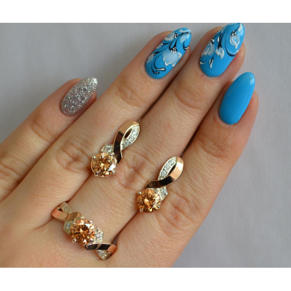 Серебряный комплект с золотыми накладками (033)