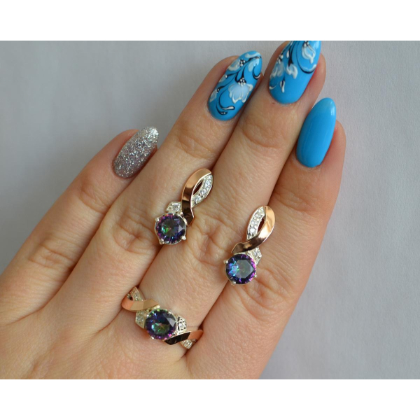 Серебряный комплект с золотыми накладками (033)