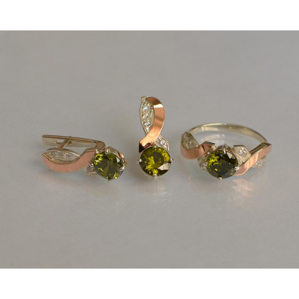 Серебряный комплект с золотыми накладками (033)