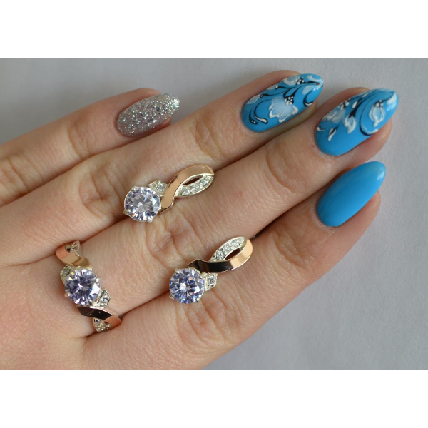 Серебряный комплект с золотыми накладками (033)