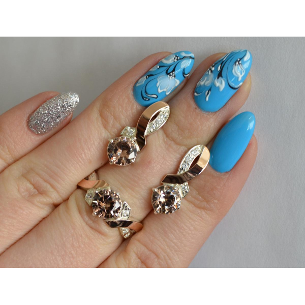 Серебряный комплект с золотыми накладками (033)