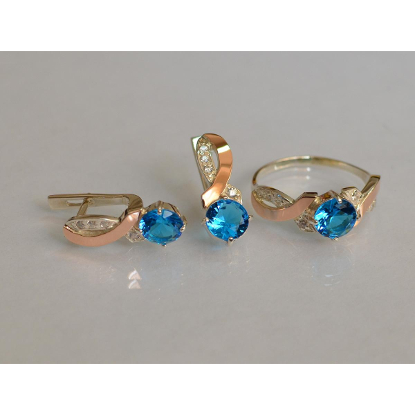 Серебряный комплект с золотыми накладками (033)