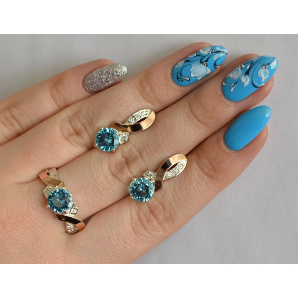 Серебряный комплект с золотыми накладками (033)