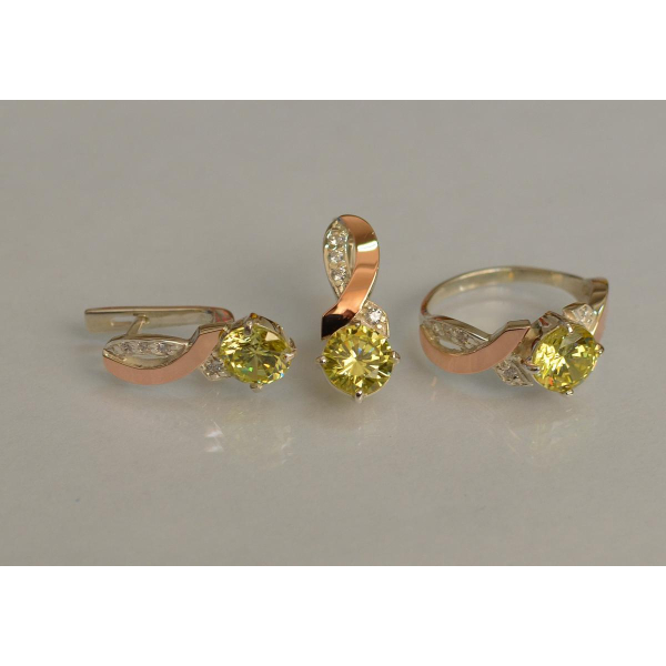 Серебряный комплект с золотыми накладками (033)