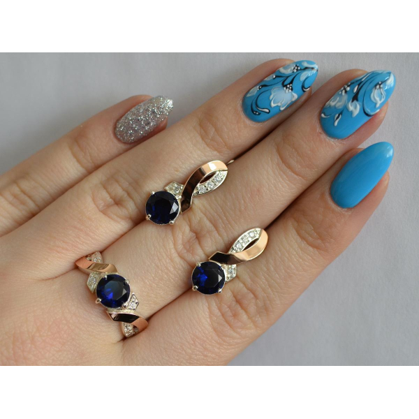 Серебряный комплект с золотыми накладками (033)