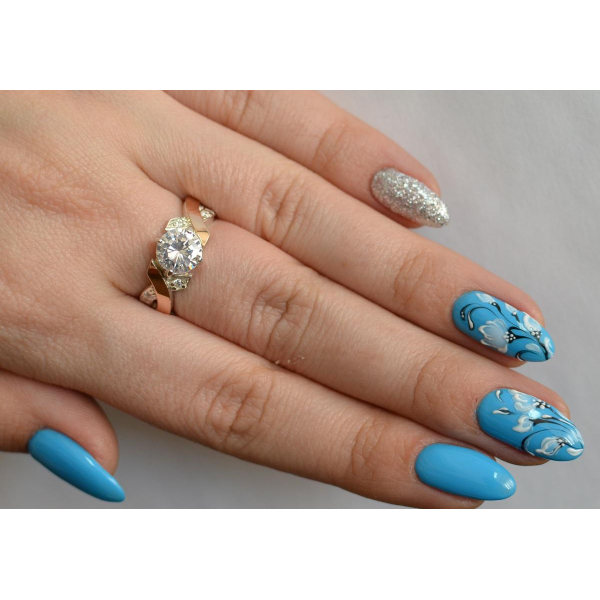 Кольцо серебряное с золотыми вставками (033к)