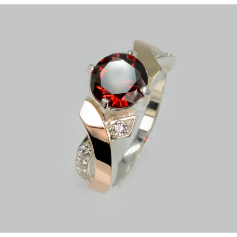 Кольцо серебряное с золотыми вставками