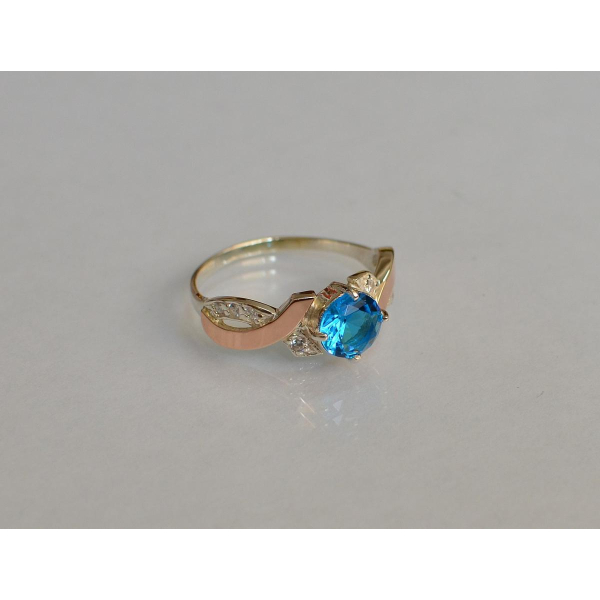 Кольцо серебряное с золотыми вставками (033к)