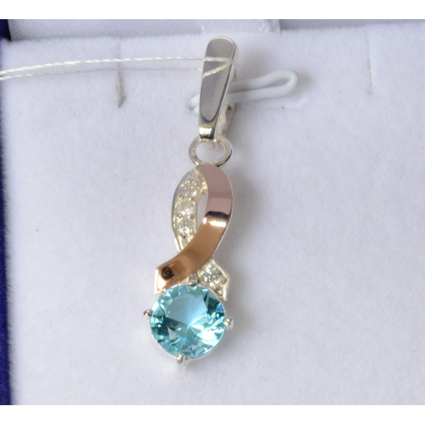 Серебряная подвеска с золотими вставками (033п)