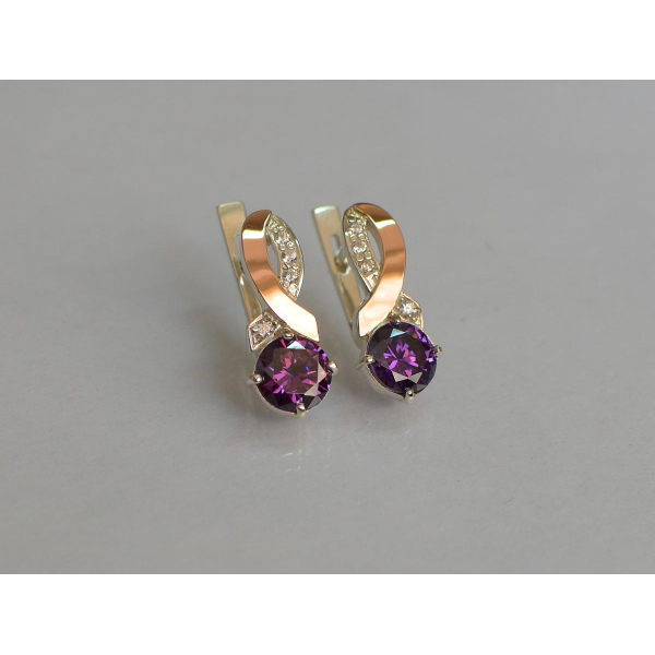 Серебряные серьги с напайками из золота (033с)