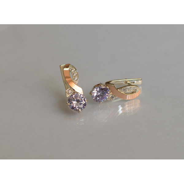 Серебряные серьги с напайками из золота (033с)