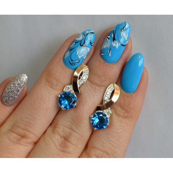 Серебряные серьги с напайками из золота (033с)