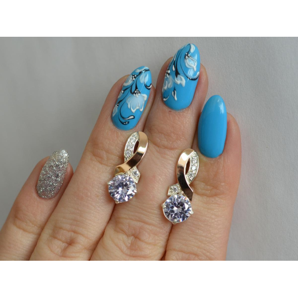 Серебряные серьги с напайками из золота (033с)