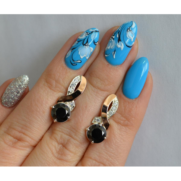 Серебряные серьги с напайками из золота (033с)