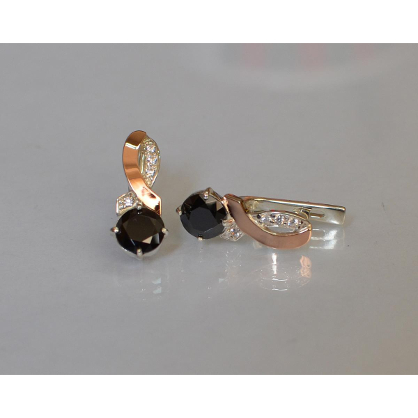 Серебряные серьги с напайками из золота (033с)