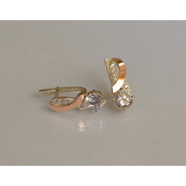 Серебряные серьги с напайками из золота (033с)