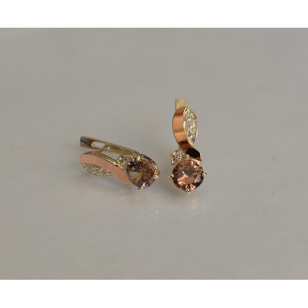 Серебряные серьги с напайками из золота (033с)