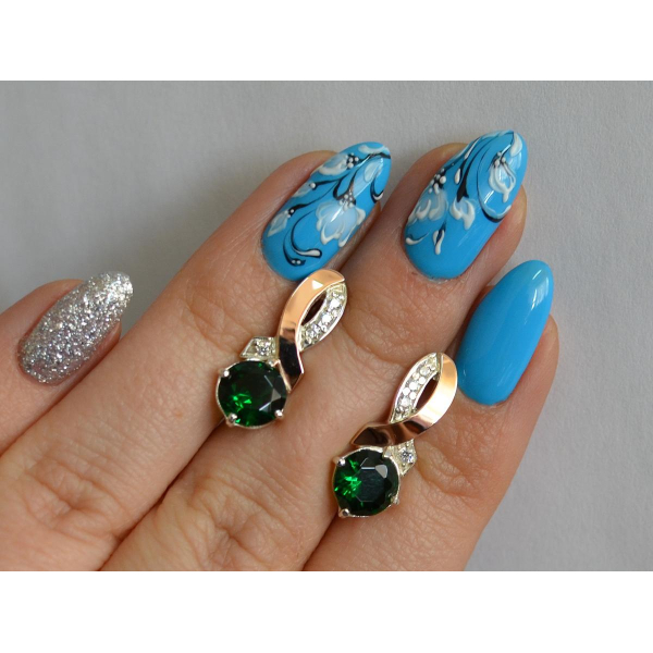 Серебряные серьги с напайками из золота (033с)