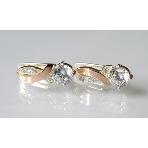 Серебряные серьги с напайками из золота (033с)