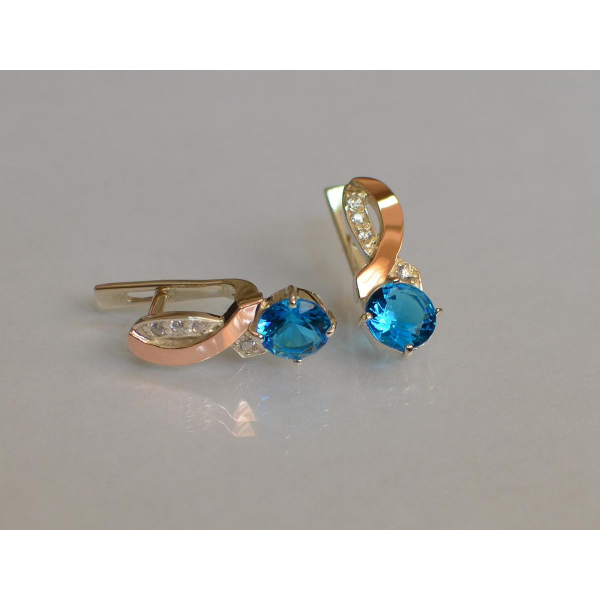 Серебряные серьги с напайками из золота (033с)