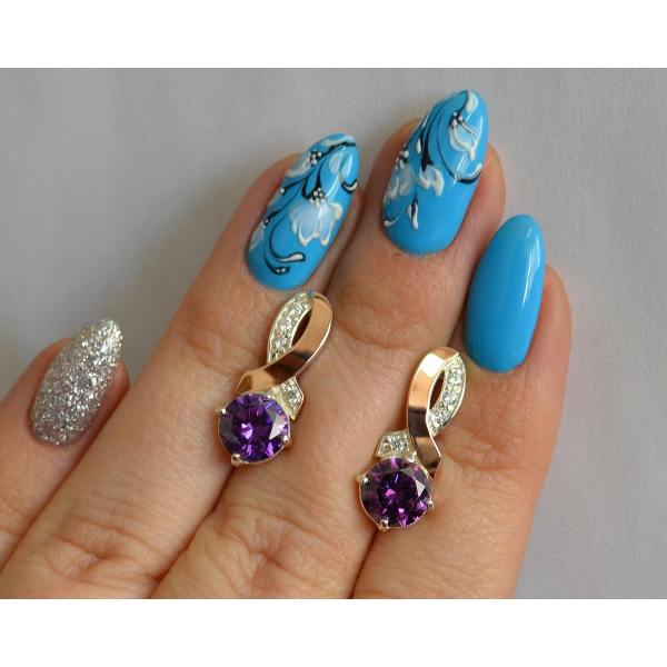 Серебряные серьги с напайками из золота (033с)