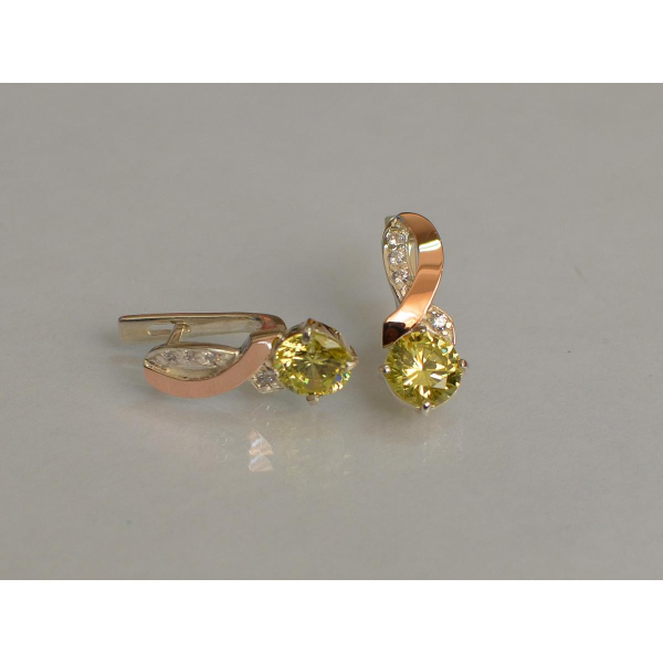 Серебряные серьги с напайками из золота (033с)