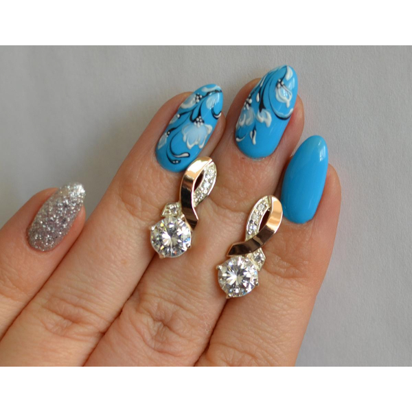 Серебряные серьги с напайками из золота (033с)