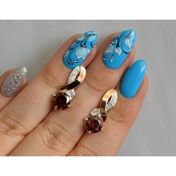 Серебряные серьги с напайками из золота (033с)