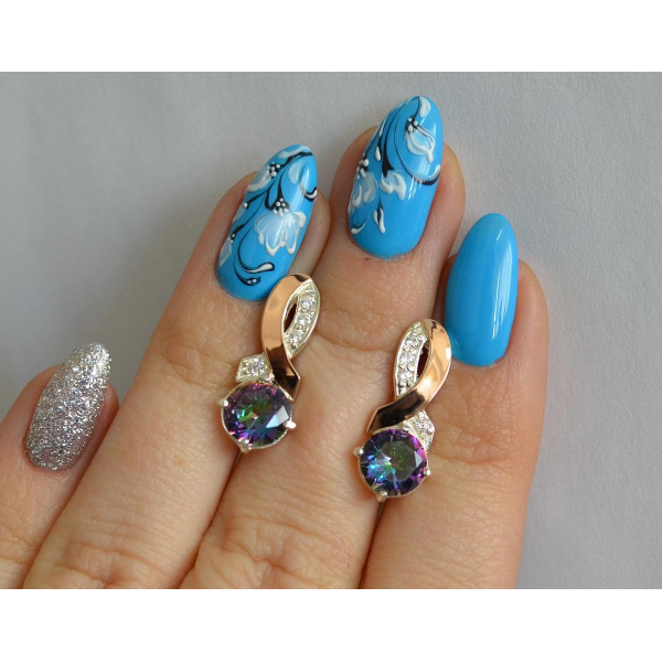 Серебряные серьги с напайками из золота (033с)