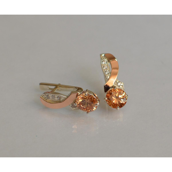 Серебряные серьги с напайками из золота (033с)