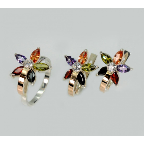 Срібний набір з золотими напайками