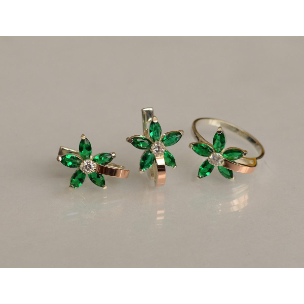 Серебряный набор с золотыми напайками (034)